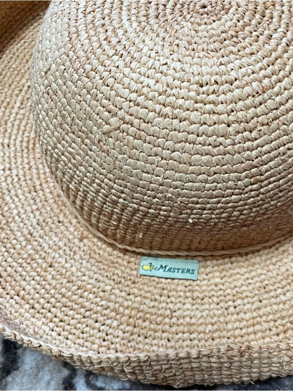 Magnolia Lane Tan Straw Hat with Olive Trim and Embroidered Floral Logo - Picture 5 of 8